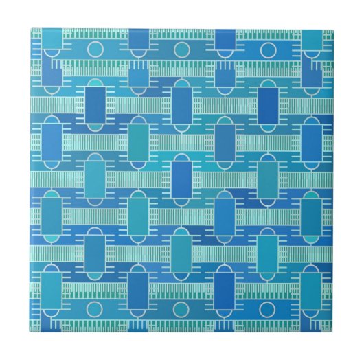 Art Deco Industrial Chic - sanft blau Fliese (Vorderseite)