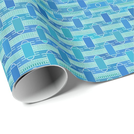Art Deco Industrial Chic - sanft blau Geschenkpapier (Rolleneckpunkt)