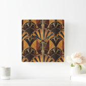 ART DECO INLAID WOODWORT QUADRATISCHE WANDUHR (Zuhause)
