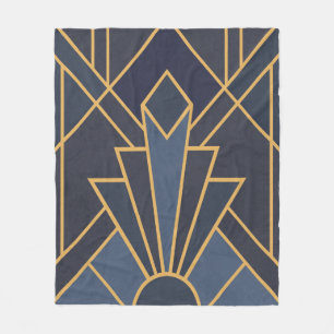 Art Deco Inspiration in Blau und Gold Fleecedecke