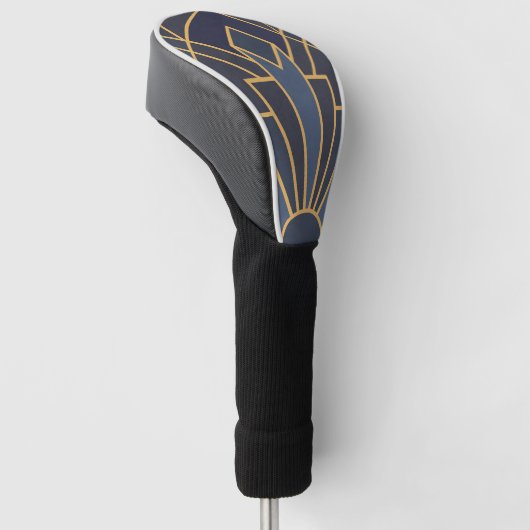 Art Deco Inspiration in Blau und Gold Golf Headcover (angewinkelt)