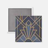 Art Deco Inspiration in Blau und Gold Magnet (Vorderseite/Rückseite)