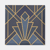 Art Deco Inspiration in Blau und Gold Magnet (Vorne)