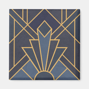 Art Deco Inspiration in Blau und Gold Magnet
