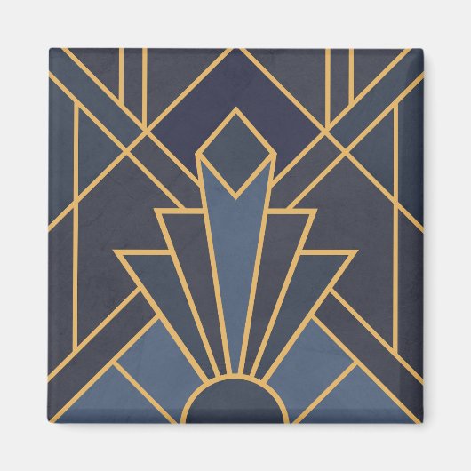Art Deco Inspiration in Blau und Gold Magnet (Vorne)