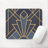 Art Deco Inspiration in Blau und Gold Mousepad (Mit Mouse)