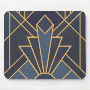 Art Deco Inspiration in Blau und Gold Mousepad