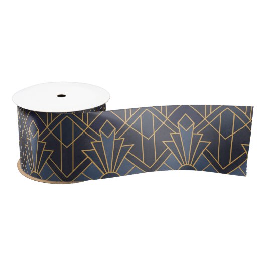 Art Deco Inspiration in Blau und Gold Satinband (Spule)