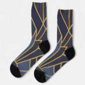 Art Deco Inspiration in Blau und Gold Socken (Linkes Detail)