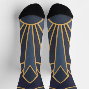 Art Deco Inspiration in Blau und Gold Socken