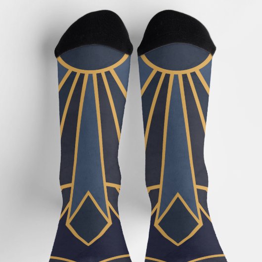 Art Deco Inspiration in Blau und Gold Socken (Oben)