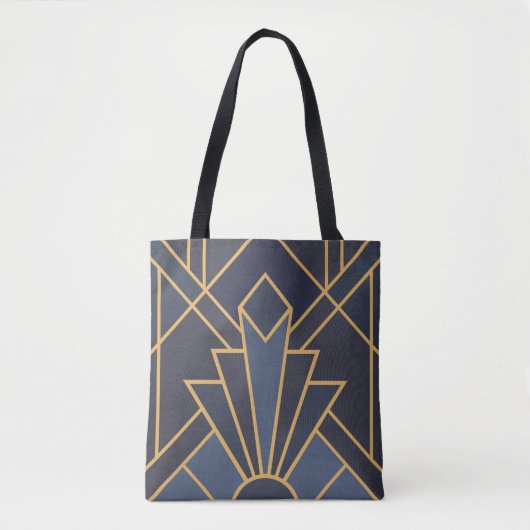 Art Deco Inspiration in Blau und Gold Tasche (Vorderseite)
