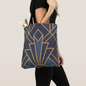 Art Deco Inspiration in Blau und Gold Tasche (Von Nahem)