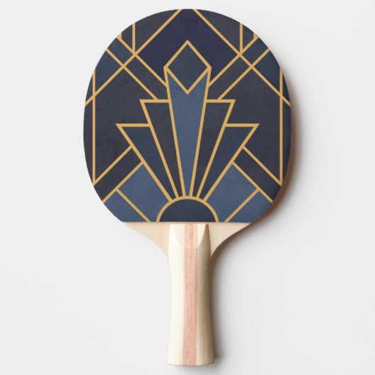 Art Deco Inspiration in Blau und Gold Tischtennis Schläger (Vorderseite)