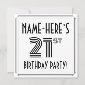 Art Deco Inspired 21st Birthday Party, Custom Name Einladung (Vorderseite)