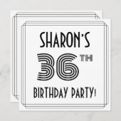 Art Deco Inspired 36th Birthday Party, Custom Name Einladung (Vorne/Hinten)