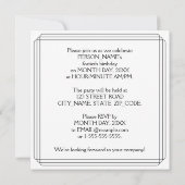 Art Deco Inspired 40th Birthday Party, Custom Name Einladung (Rückseite)