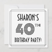 Art Deco Inspired 40th Birthday Party, Custom Name Einladung (Vorderseite)