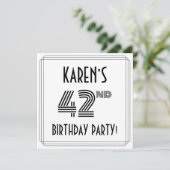 Art Deco Inspired 42nd Birthday Party, Custom Name Einladung (Stehend Vorderseite)