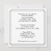 Art Deco Inspired 43rd Birthday Party, Custom Name Einladung (Rückseite)