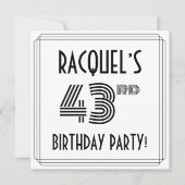 Art Deco Inspired 43rd Birthday Party, Custom Name Einladung (Vorderseite)