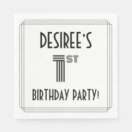 Art Deco Inspiriert 1. Geburtstag Party, Individue Serviette