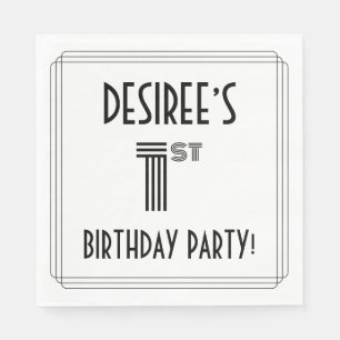 Art Deco Inspiriert 1. Geburtstag Party, Individue Serviette