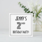 Art Deco Inspiriert 2. Geburtstag Party, Individue Einladung (Stehend Vorderseite)