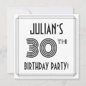 Art Deco Inspiriert 30. Geburtstag Party, Individu Einladung (Vorderseite)