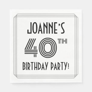 Art Deco Inspiriert 40. Geburtstag Party, Individu Serviette