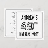 Art Deco Inspiriert 49. Geburtstagsparty, Individu Einladung (Vorne/Hinten)