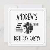 Art Deco Inspiriert 49. Geburtstagsparty, Individu Einladung (Vorderseite)