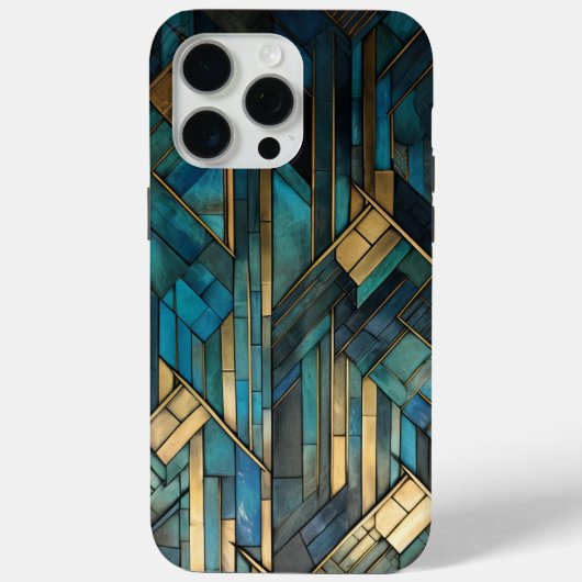 Art Deco Inspiriert Aquamarin-Türkis-Schutz Case-Mate iPhone Hülle (Rückseite)