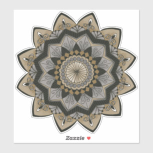 Art Deco Inspiriert Black, Silver und Gold Mandala Aufkleber