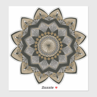 Art Deco Inspiriert Black, Silver und Gold Mandala Aufkleber
