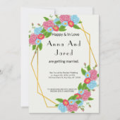 Art Deco Inspiriert Goldrahmen mit Blume Hochzeit Einladung (Vorderseite)