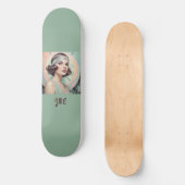 Art Deco Inspiriert Lady Retro Elegantes Monogramm Skateboard (Vorderseite)