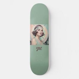 Art Deco Inspiriert Lady Retro Elegantes Monogramm Skateboard