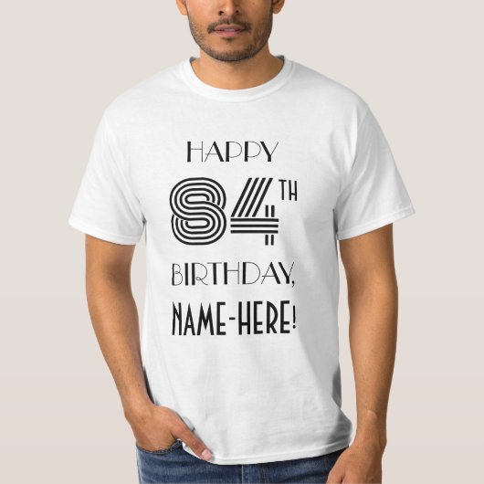Art Deco Inspiriert Look 84. Geburtstagsparty Shir T-Shirt (Vorderseite)