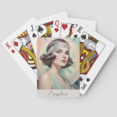 Art Deco Inspiriert Portrait Lady Custom Spielkarten (Rückseite)