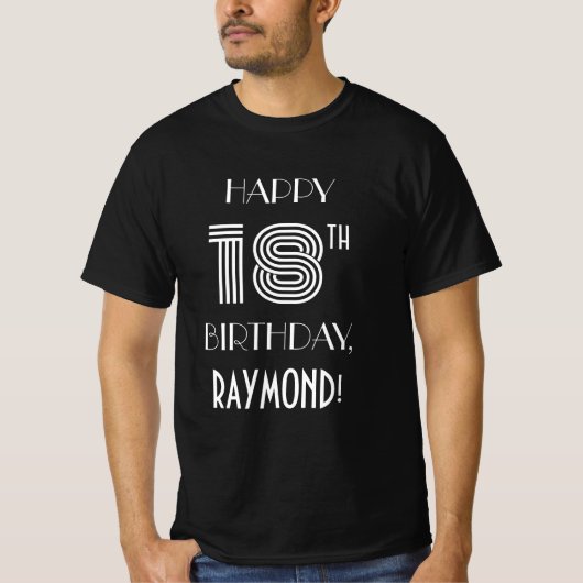 Art Deco Inspiriert Stil 18. Geburtstagsparty Shir T-Shirt (Vorderseite)