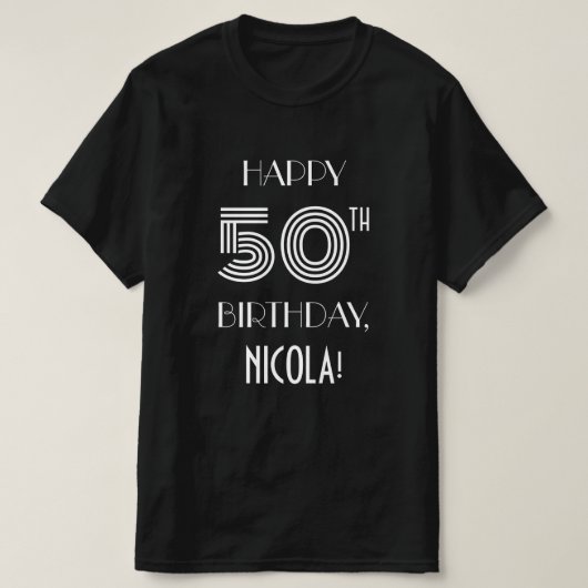 Art Deco Inspiriert Style 50. Geburtstagsparty Shi T-Shirt (Design vorne)