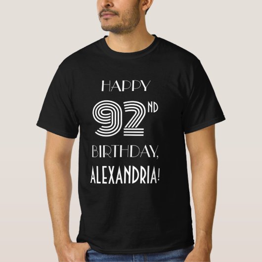 Art Deco Inspiriert Style 92. Geburtstagsparty Shi T-Shirt (Vorderseite)
