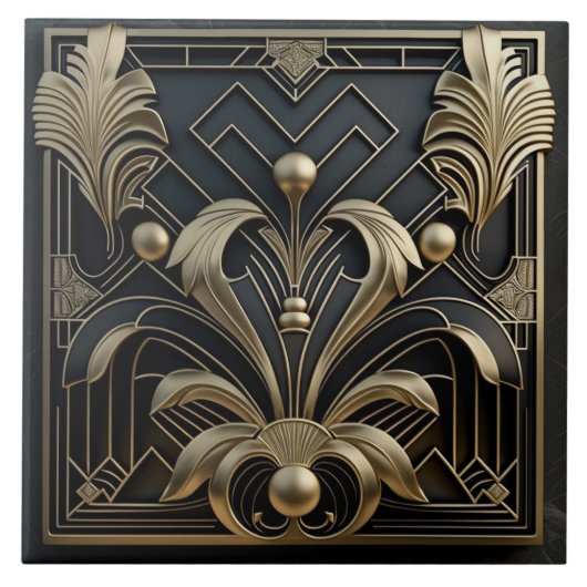 Art Deco Inspirierte Keramik Tiles Fliese (Vorderseite)