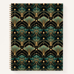 Art Deco-inspirierte Smaragd- und Goldakzente Notizblock