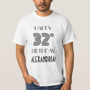 Art Deco inspirierter Look 32. Geburtstags-Party-S T-Shirt