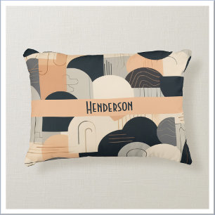Art Deco inspiriertes Design in Pfirsich und Schwa Dekokissen