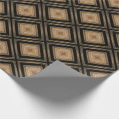 Art Deco Inspo Gold Brown Black Geometric Pattern Geschenkpapier (Ecke)