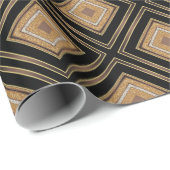 Art Deco Inspo Gold Brown Black Geometric Pattern Geschenkpapier (Rolleneckpunkt)