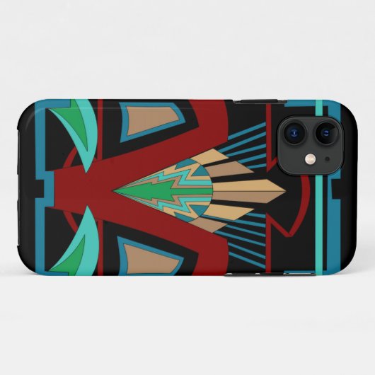 Art Deco iPhone 11 and up Case (Schwarz) (Rückseite (Horizontal))
